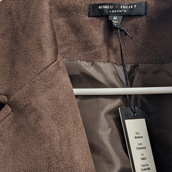 🆕 Romeo & Juliet Couture Faux Suede Chestnut Jacket M - Picture 4 of 4